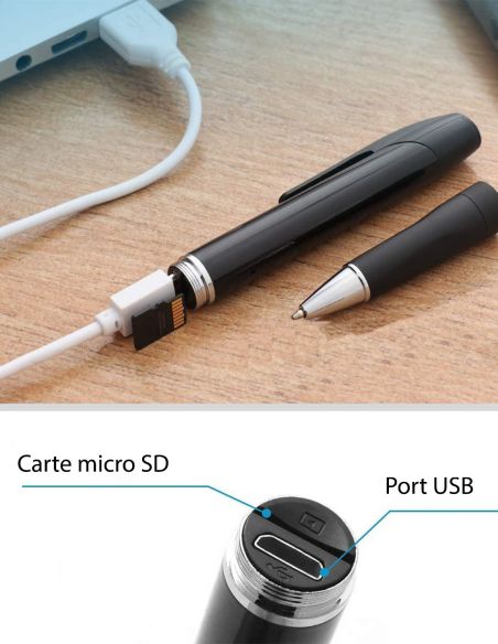 Petite camera stylo a bille HD - demo lecture enregistrements
