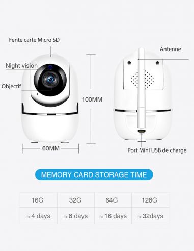 Multiprise blanche avec micro caméra cachée HD 1080P WiFi écoute à distance  detection de mouvement et carte mémoire 128Go