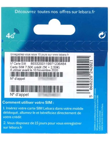 Carte Sim LycaMobile - Appels, SMS illimités - internet 50 Go