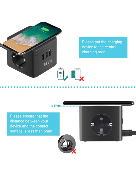 Démo multiprise cube chargeur à induction - caméra/micro