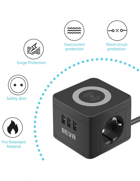 Multiprise cube chargeur induction caméra/micro GSM - détails