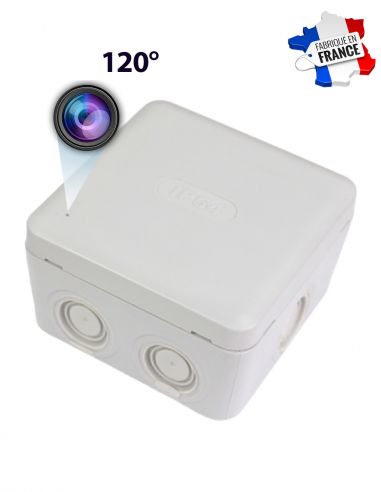 Camera wifi HD 120° dissimulee dans une boite de derivation