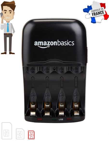 Chargeur piles Amazon Basics micro GSM - type de sim