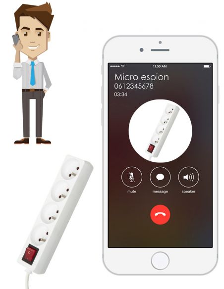 Multiprise Micro Espion GSM Ecoute A Distance SS-MMEGSM - Alarme